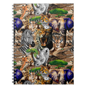 Caderno Espiral Animais Selvagens da savana africana