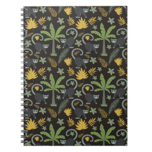 Caderno Espiral Animais tropicais, palmeira-macaco, padrão sem des