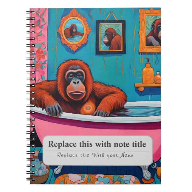 Caderno Espiral Animais Whimsical Personalizados - Macaco (Frente)