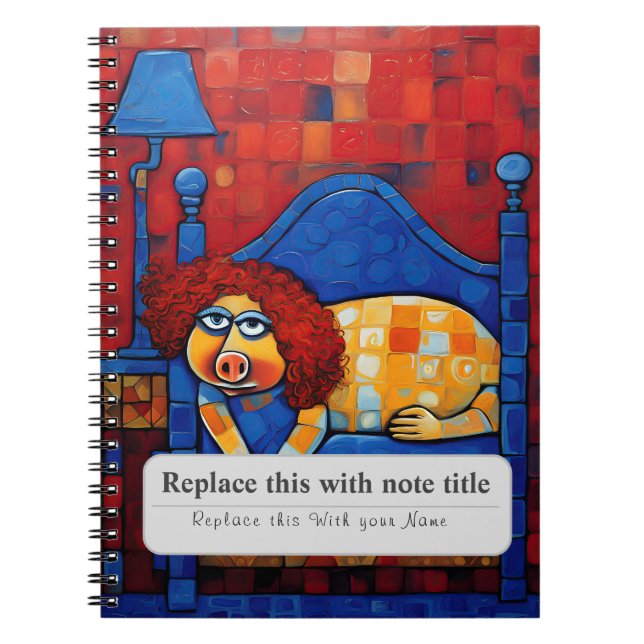 Caderno Espiral Animais Whimsical Personalizados - Porco Bonito (Frente)