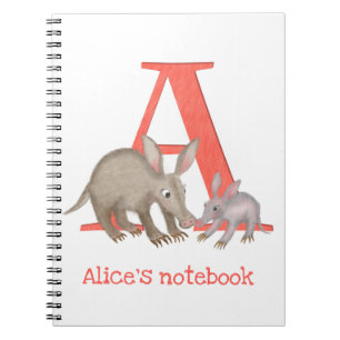 Caderno Espiral Animal ABC A é para o notebook aardvark