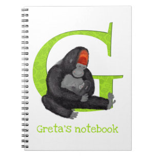 Caderno Espiral Animal ABC G é para notebook gorila