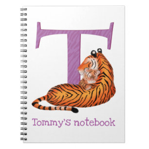 Caderno Espiral Animal ABC T é para notebook de tigre