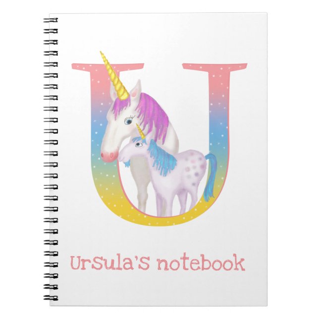 Caderno Espiral Animal ABC U é para notebook unicórnio (Frente)