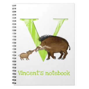 Caderno Espiral Animal ABC V é para notebook Visayan warty porco
