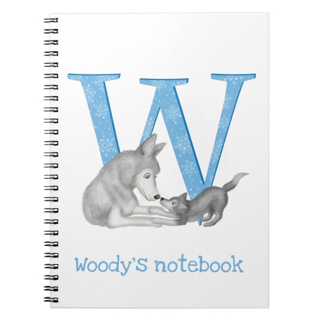 Caderno Espiral Animal ABC W é para notebook de lobo (Frente)