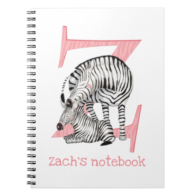 Caderno Espiral Animal ABC Z é para notebook zebra (Frente)