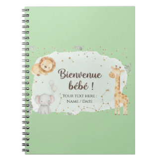 Caderno Espiral Animaux de la Savane Aquarelle - Bienvenue Bébé