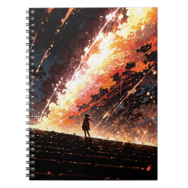 Caderno Espiral Anime art with vibrant sky
