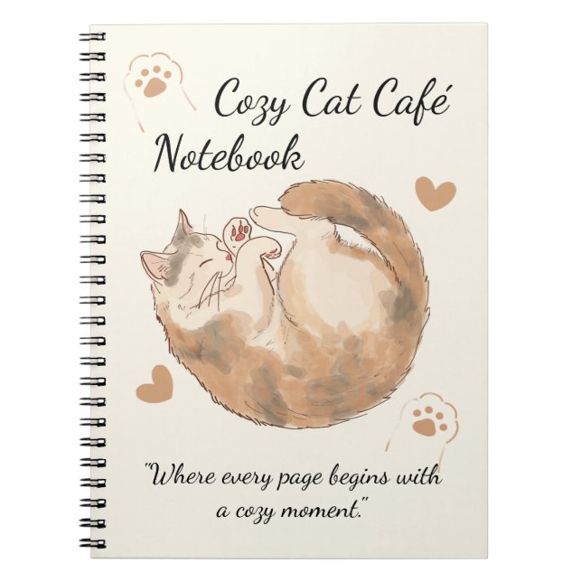 Caderno Espiral Anime Cozy Cat Café (Frente)