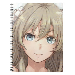 Caderno Espiral Anime de cabelos castanhos com olhos azuis
