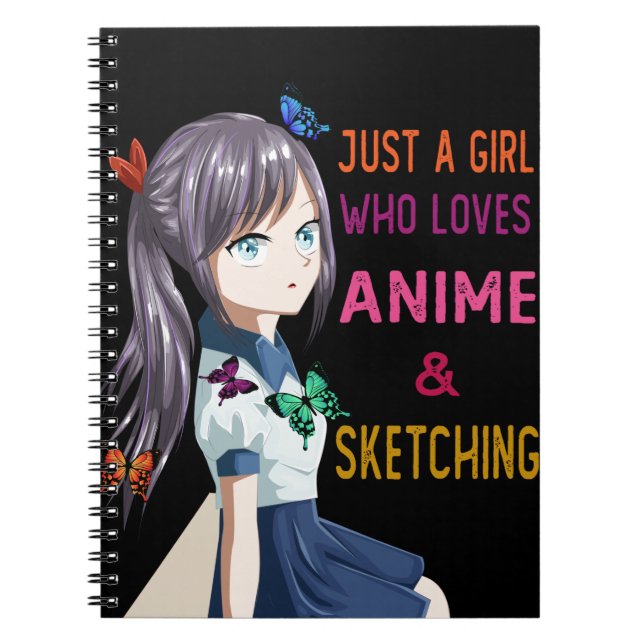 Caderno Espiral Anime E Esboço, Só Uma Garota Que Ama Anime (Frente)