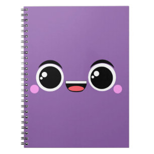 Caderno Espiral Anime Feliz Kawaii Enfrentado Roxo