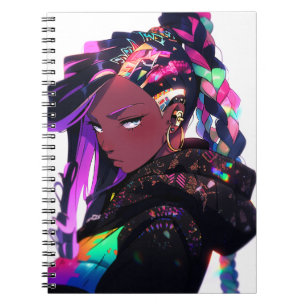 Caderno Espiral Anime Girl African American Art