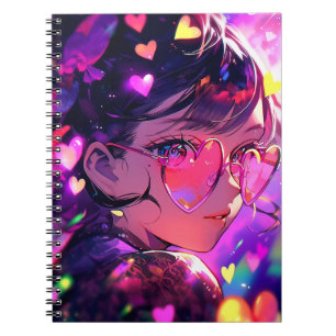 Caderno Espiral Anime Girl Hearts