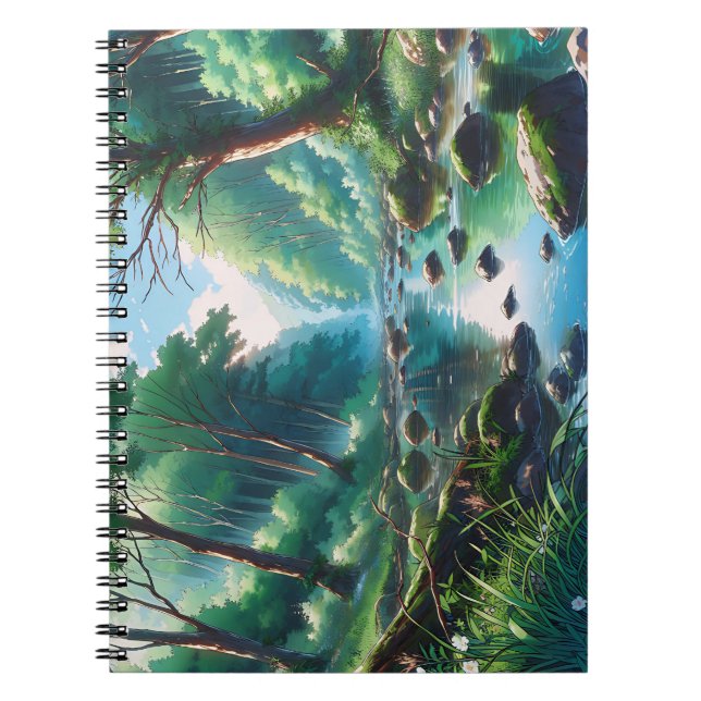 Caderno Espiral Anime Waldlandschafts Grafik (Frente)