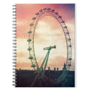 Caderno Espiral Anitiqued London Eye no Sunrise