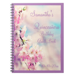 Caderno Espiral Aniversário bonito de Quinceañera da flor