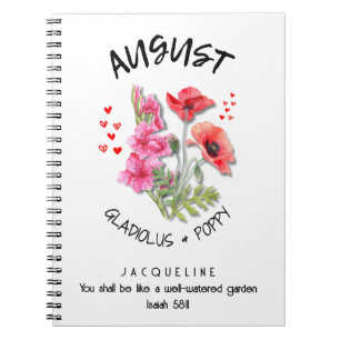 Caderno Espiral Aniversário cristão do mês de nascimento da Flor A