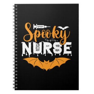 Caderno Espiral Aniversário da Enfermeira de Halloween Spooky