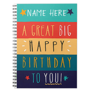 Caderno Espiral Aniversário da Tipografia Personalizada Colorida