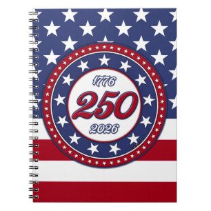 Caderno Espiral Aniversário de 250 anos da América com a bandeira