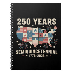 Caderno Espiral aniversário de 250 anos da independência dos eua