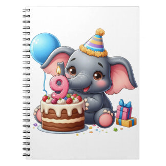 Caderno Espiral Aniversário de 9 anos do Elefante Fofo