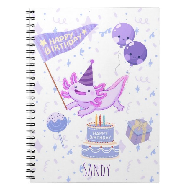 Caderno Espiral Aniversário de Axolote (Frente)