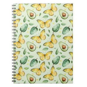 Caderno Espiral Aniversário de Borboletas Verdes de Abacate
