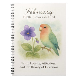 Caderno Espiral Aniversário de Fevereiro Floral Cristão Amor Pássa