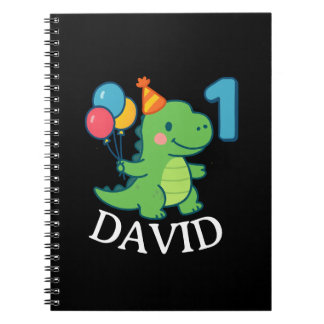 Caderno Espiral Aniversário de um ano adorável do Dino
