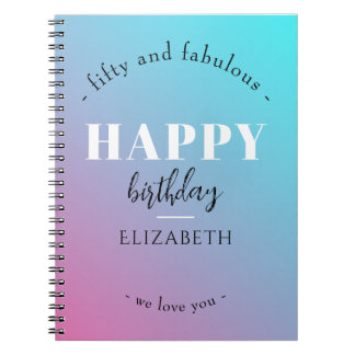 Caderno Espiral Aniversário design minimalista em cores pastosas