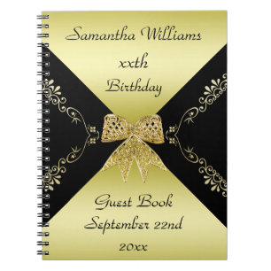 Caderno Espiral Aniversário do Arco Decorativo Na moda Dourado e 