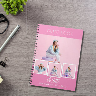 Caderno Espiral Aniversário do livro de convidados, garota de cola