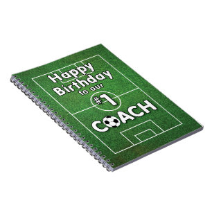 Caderno Espiral Aniversário do treinador do futebol com campo e