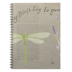 Caderno Espiral aniversário feliz da libélula