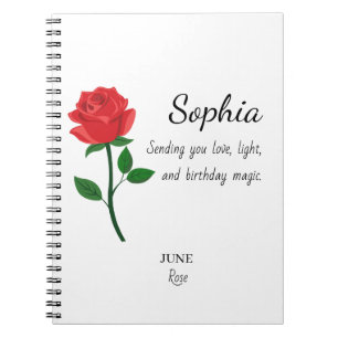 Caderno Espiral Aniversário Personalizado Rosa de Junho
