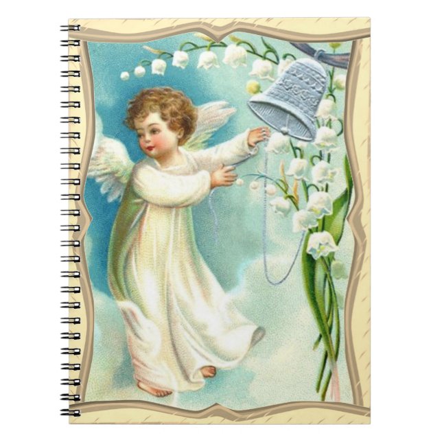 Caderno Espiral Anjo Bebê Com Bela Azul (Frente)