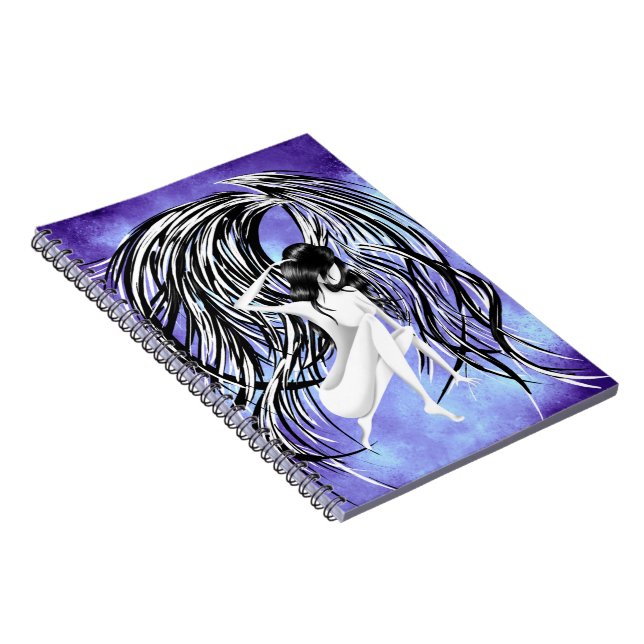 Caderno Espiral Anjo Caído cinza & azul (Lado Direito)