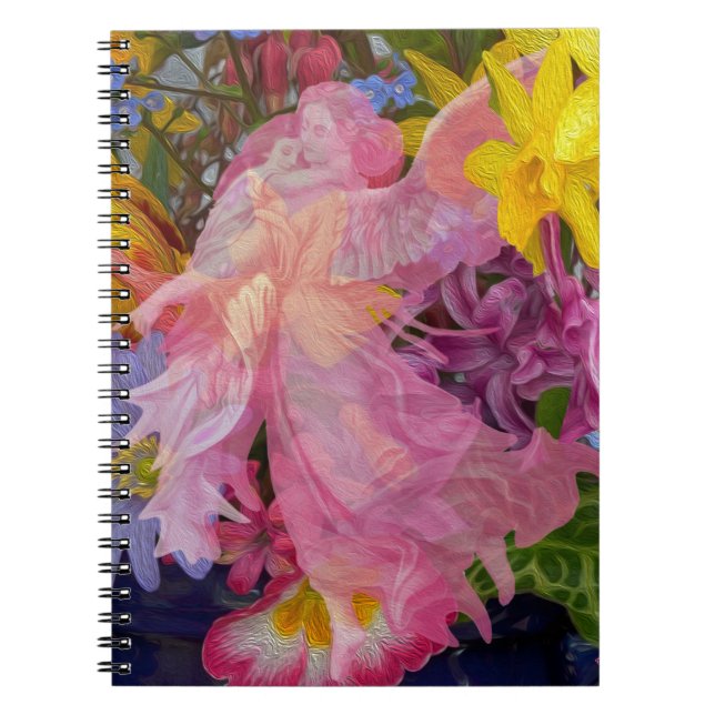 Caderno Espiral Anjo cor-de-rosa com criança (Frente)