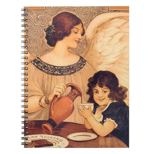 Caderno Espiral Anjo Francês Antigo de Chocolate (Frente)