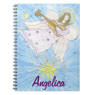 Caderno Espiral Anjo Musical, Personalizado com o nome