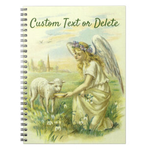 Caderno Espiral Anjo Religioso da Páscoa Vitoriano Vintage com Cor