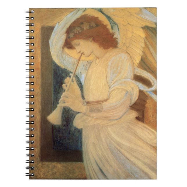 Caderno Espiral Anjo tocando Flageolet por Burne Jones (Frente)