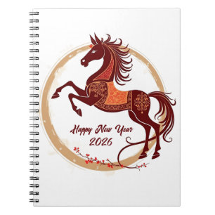 Caderno Espiral Ano do Cavalo 2026 Cor castanha