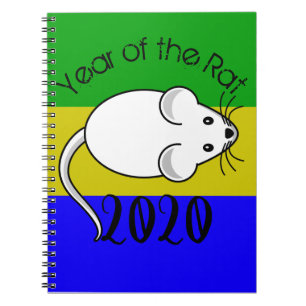 Caderno Espiral Ano do mouse Rat 2020 com texto
