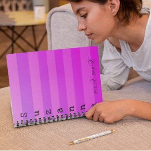 Caderno Espiral Ano Escolar de Nomes de Listras Rosa Personalizada