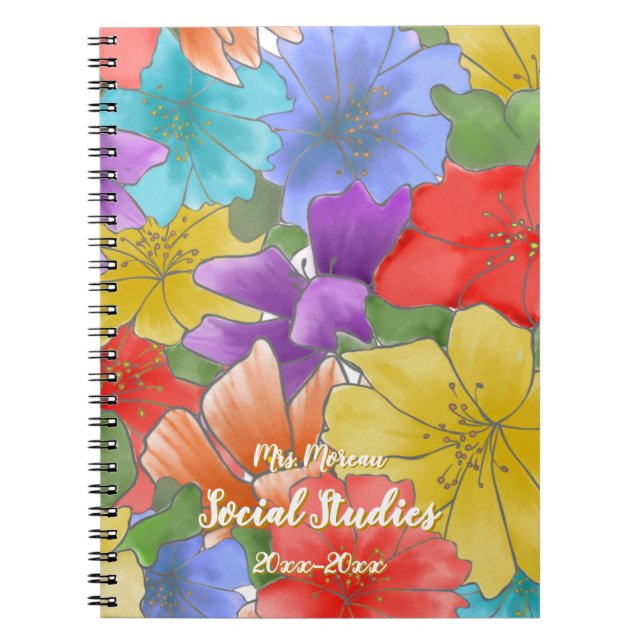 Caderno Espiral Ano Letivo Floral (Frente)
