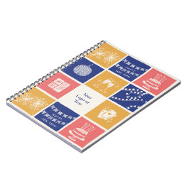 Caderno Espiral Ano Novo Colorido Desenhado à Mão Personalizado